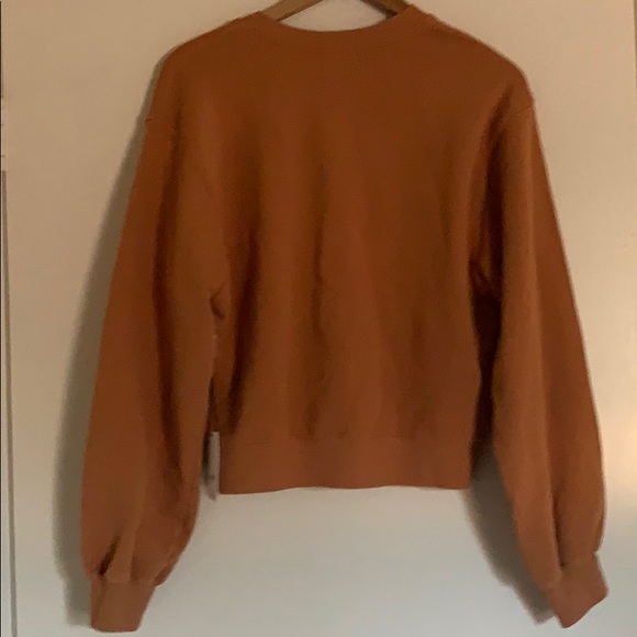 AGOLDE V Neck Balloon Sleeve Sweatshirt in Umber - Picture 14 of 16